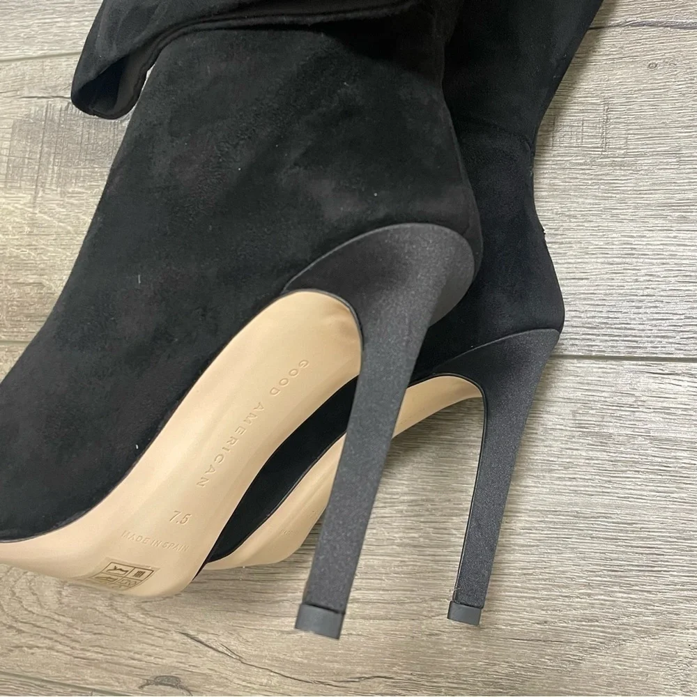 Good American Women's Over the Knee Slouch Boot Black Stiletto NEW Sz 7.5